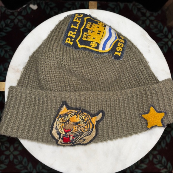 Polo by Ralph Lauren Olive Winter Hat with Patches - Polo RL Naval Tailors *Rare - Picture 3 of 6